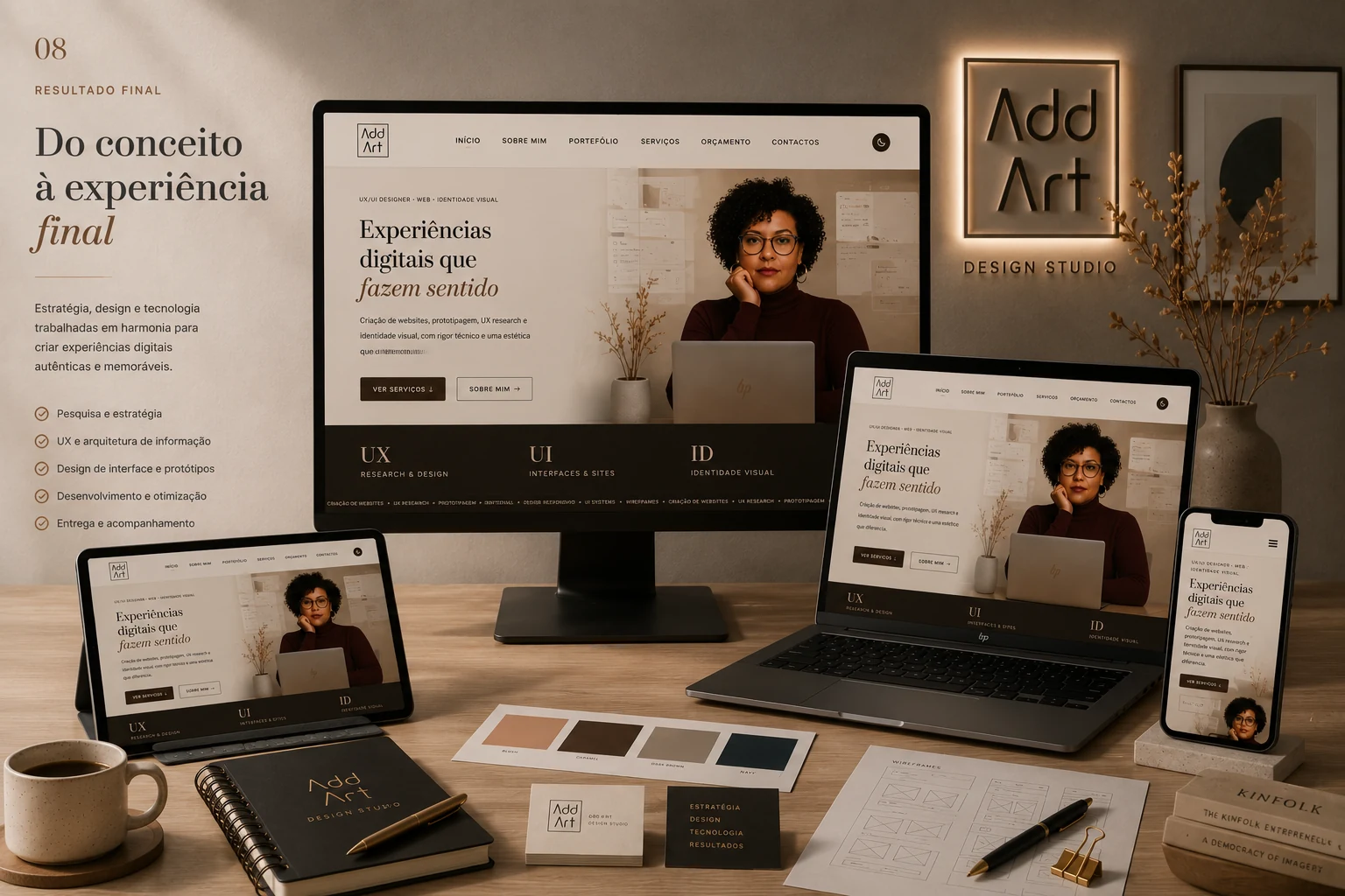 Aplicações finais responsivas do website Add Art Design Studio