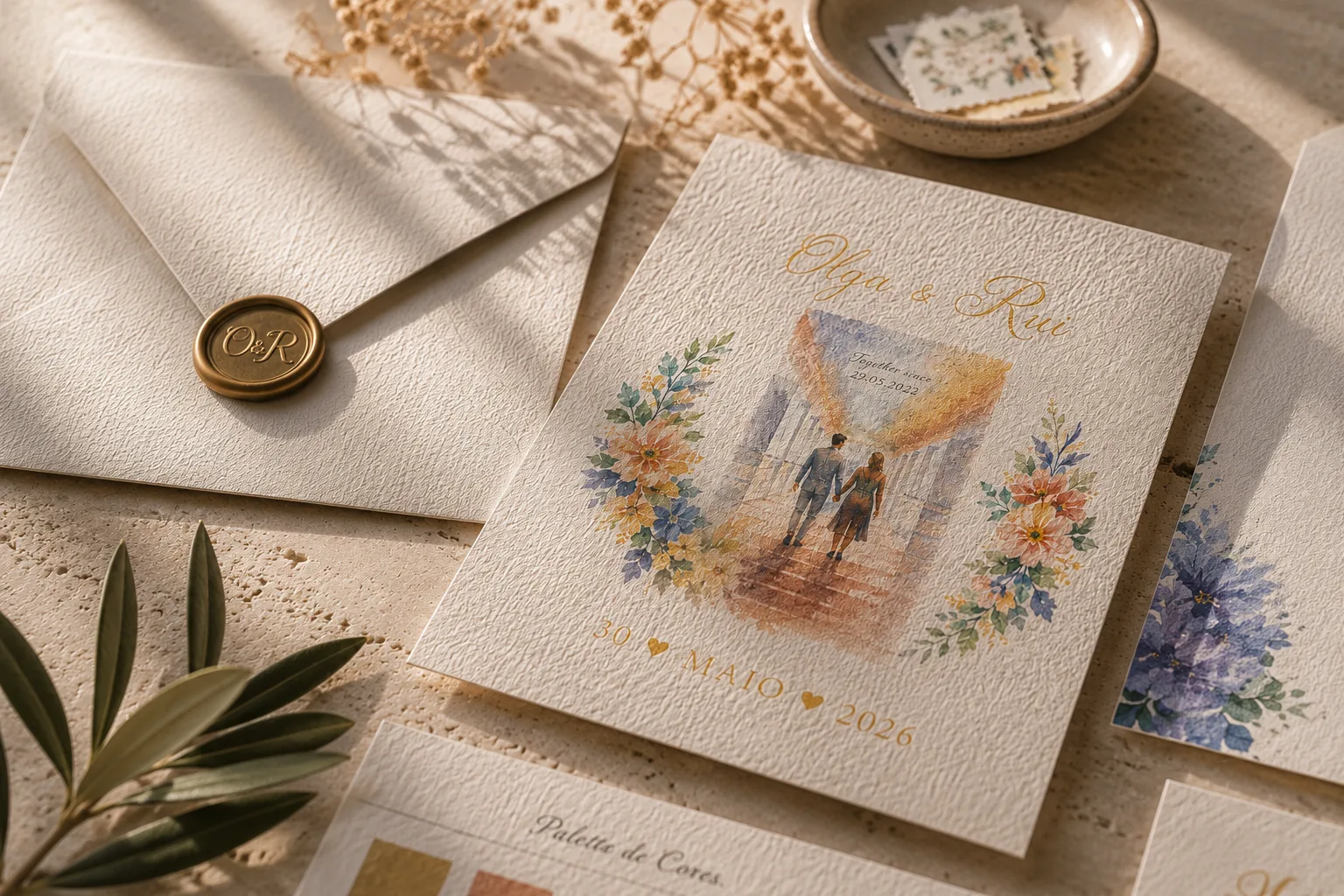 Papelaria casamento Olga Rui livro honras gatefold artesanal