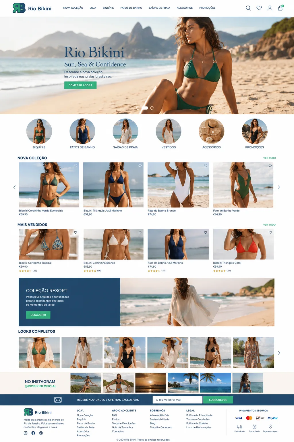 Rio Bikini monograma RB logótipo beachwear CESAE Digital