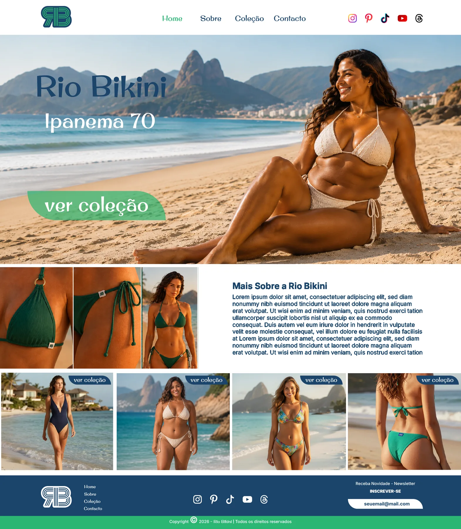 Rio Bikini versão negativa logótipo beachwear