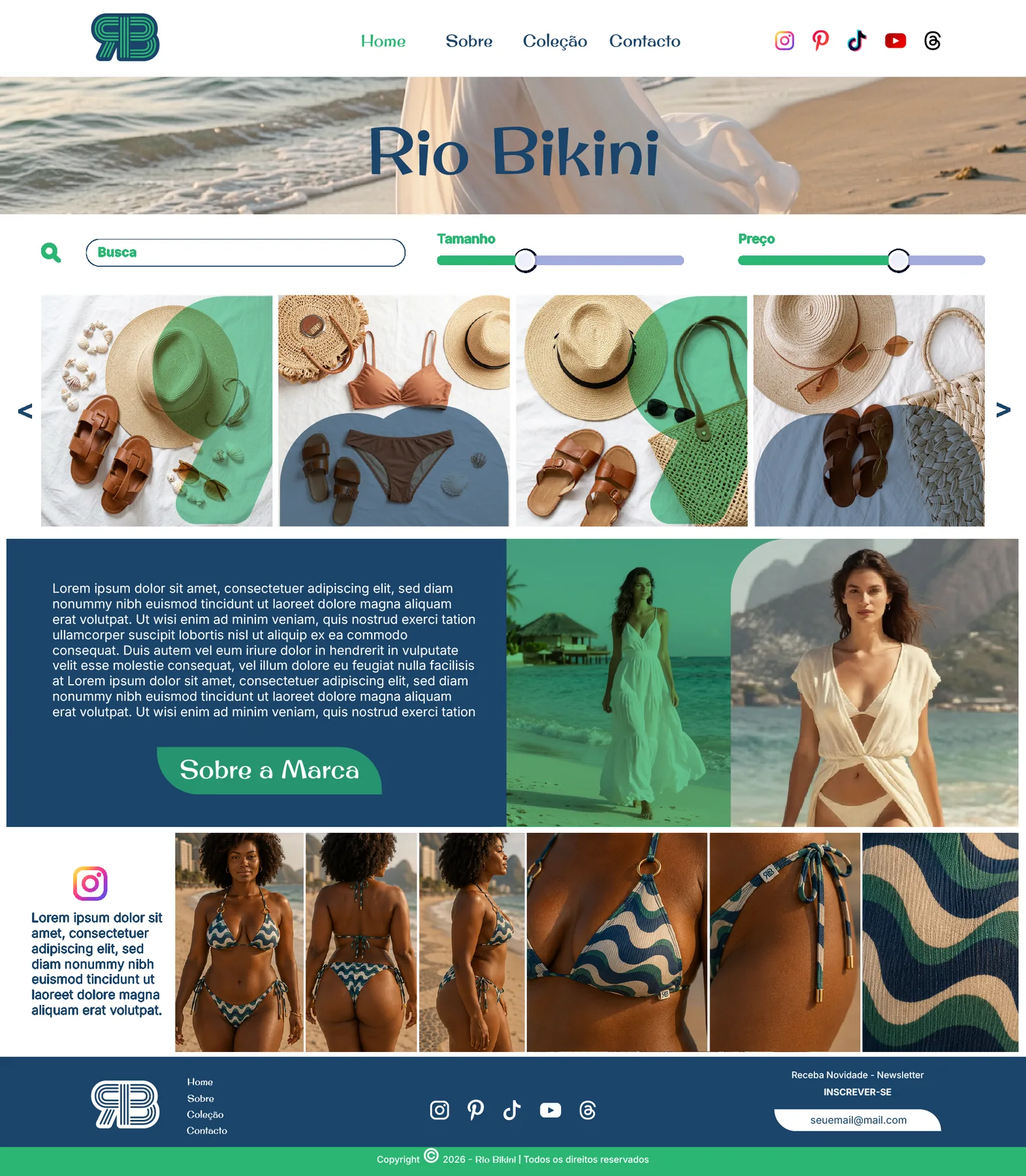 Rio Bikini website e experiência digital da marca